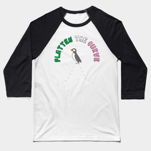 Flatten The Curve || Puffin || Newfoundland and Labrador Baseball T-Shirt by SaltWaterOre